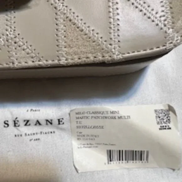 NWT Sezane Milo Classique Mini Beige Patchwork Bag in Leather/Suede - Picture 3 of 10
